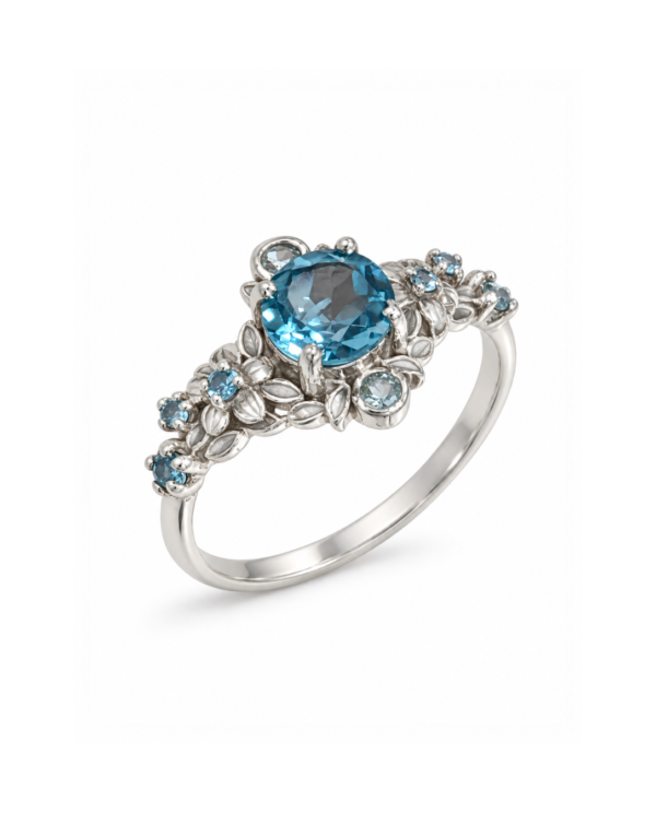 Blue Topaz Flower Ring