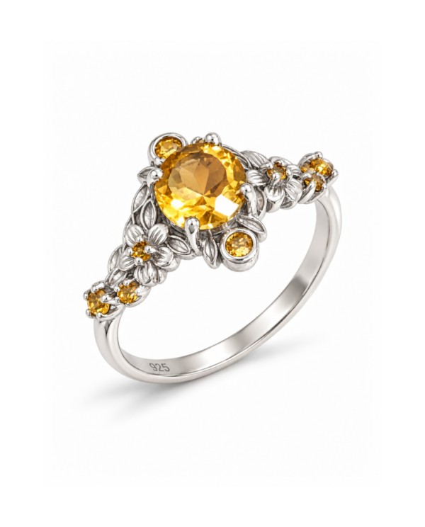 Citrine Flower Ring