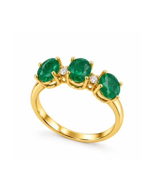 Emerald & Diamond Ring in 14k Gold