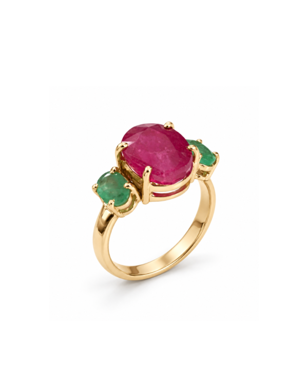 Ruby & Emerald Ring in 14k Gold
