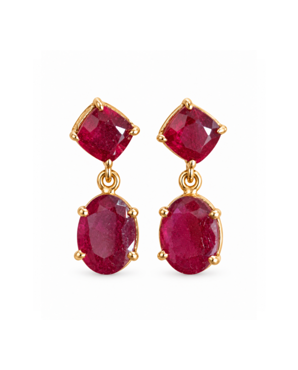 Ruby Drop Earrings in 14k Gold